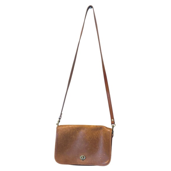 Vintage Hunt Club Leather Crossbody Bag Brown Turn Lock Purse Handbag - Picture 1 of 14